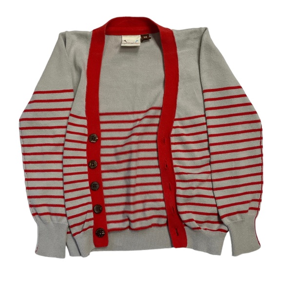 FORE!! Axel & Hudson Boys' Striped Grey & Red Cardigan Sweater Size 3/4 - Picture 4 of 7